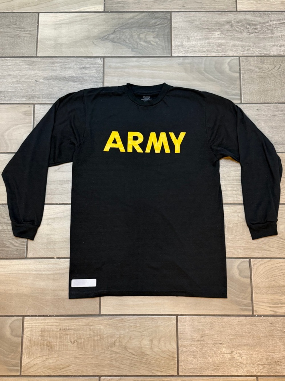 U.S. Army Black Long Sleeve Tee with Yellow 'ARMY' Print